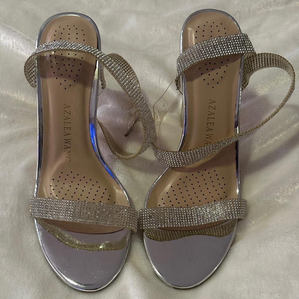 Azalea Wang Silver Rhinestone Heels